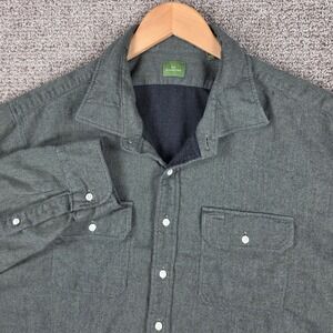 Sid Mashburn Mens XXL Green Flannel Button Down Work Shirt Double Pocket Lined